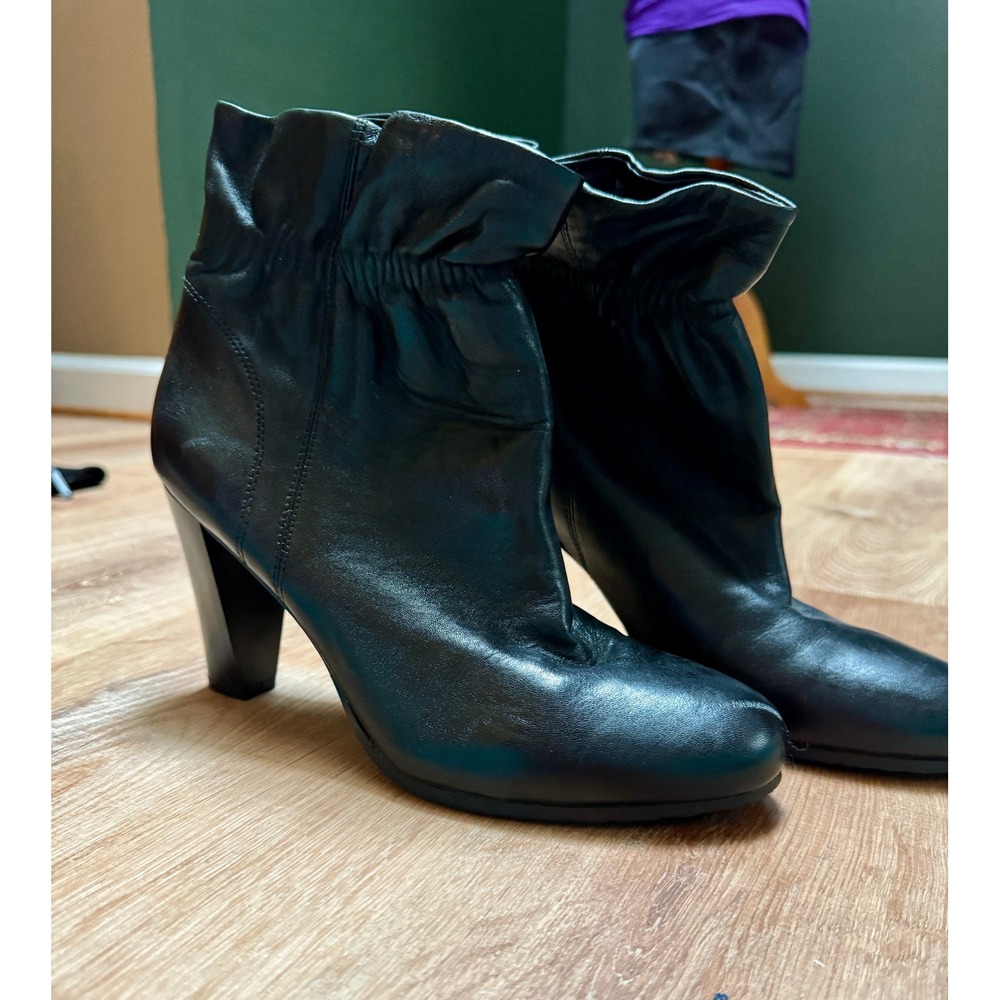 LOFT Black Leather Ankle Boots‎ High Heel Booties Women's Size 8